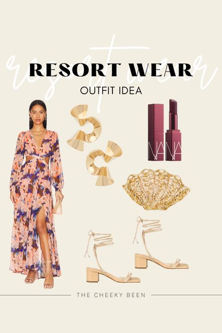 Resort wear outfit idea // Astr dress / nars afterglow lip balm / statement earrings / seashell clutch / block heel sandals 

#LTKFind #LTKSeasonal #LTKstyletip