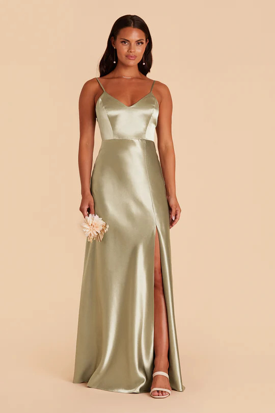 Jay Satin Dress - Moss Green | Birdy Grey