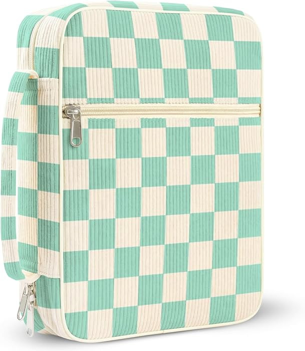 Bible Cover Case for Women,Cordoury Bible Cover with Handle,Green Checkered Bible Book Cover,Carr... | Amazon (US)