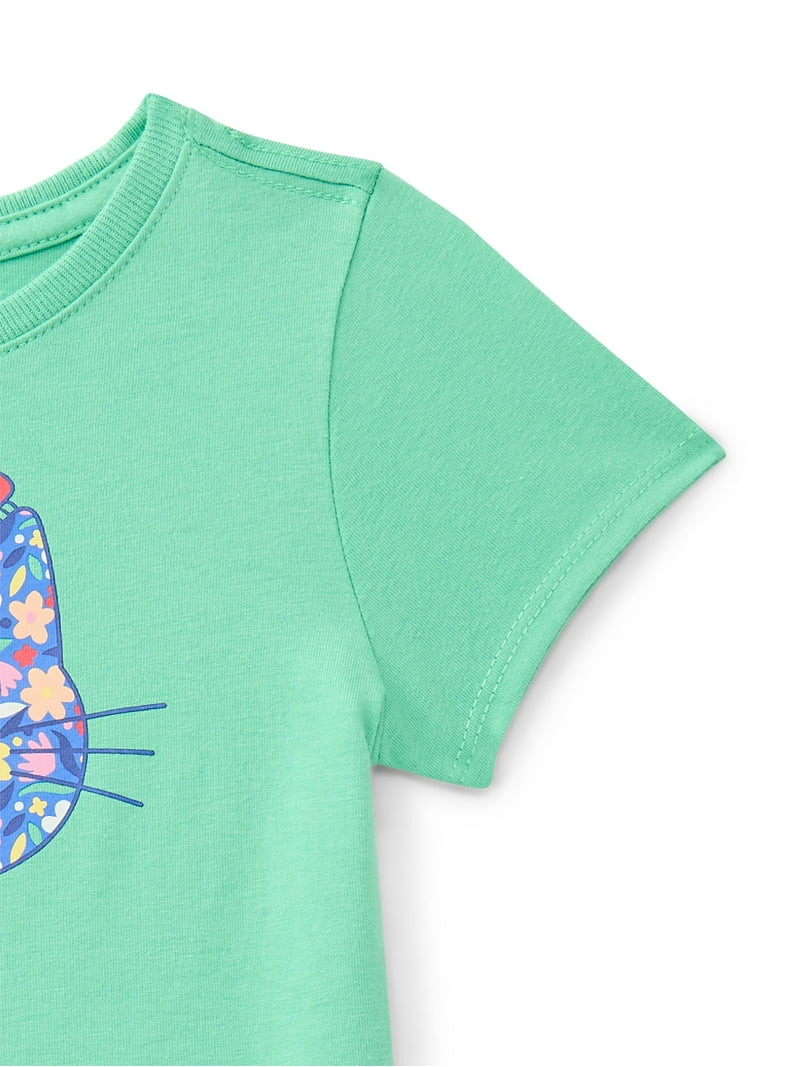 Wonder Nation Toddler Girls Tee with Short Sleeves, Sizes 18M-5T | Walmart (US)