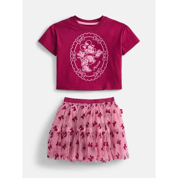 Minnie Mouse Toddler Girls' Graphic Tee and Tutu Skirt Set, 2-Piece, Sizes 12M-5T | Walmart (US)