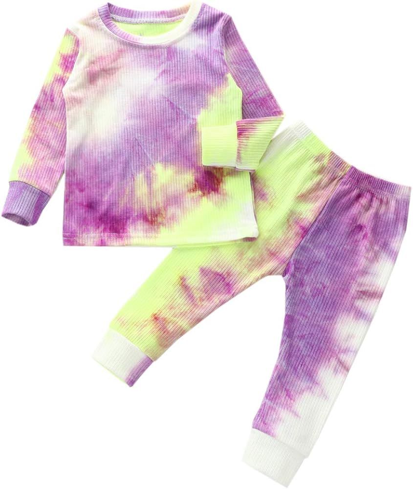 Toddler Kids Baby Girl Boy Tie Dye Outfit Clothes Long Sleeve Top and Pants Clothing Set | Amazon (US)