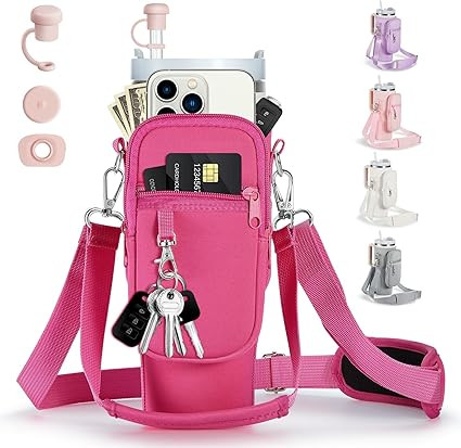 Water Bottle Carrier Bag with Phone Pocket for Stanley 40/30 oz Tumbler Neoprene Water Bottle Hol... | Amazon (US)