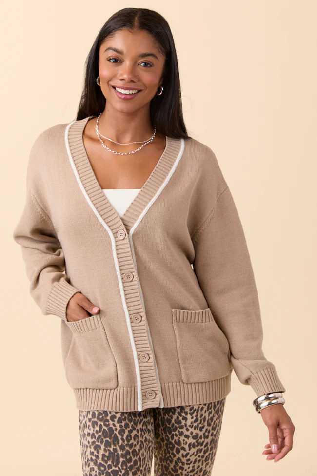 Annalise Taupe Cardigan SALE | Pink Lily