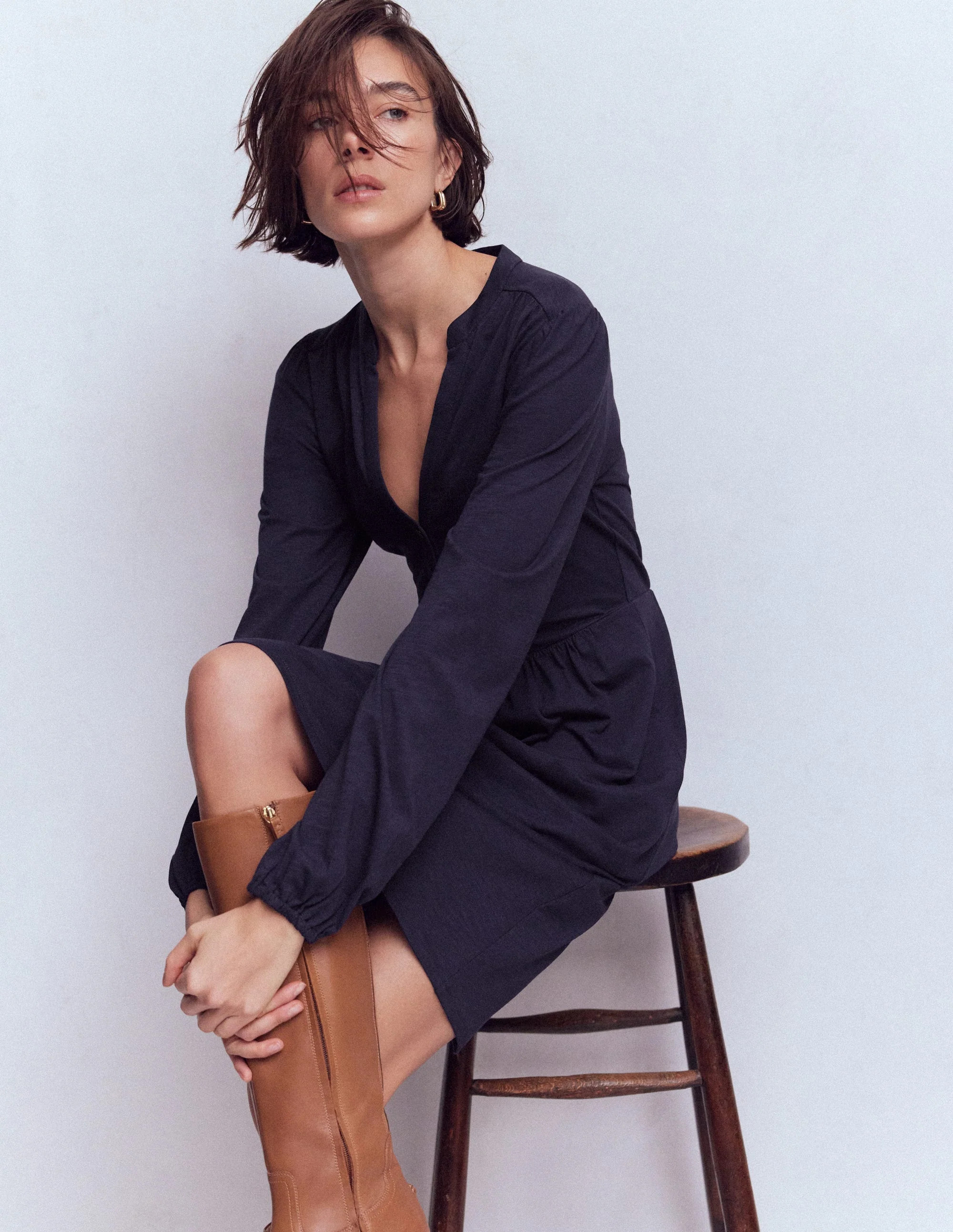 Amy Short Jersey Dress-Navy | Boden (US)
