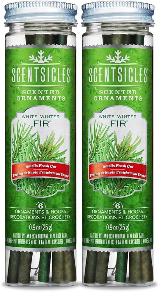 Scentsicles White Winter Fir Scented Christmas Tree Ornaments - 2 Bottles (12 Sticks Total) | Amazon (US)
