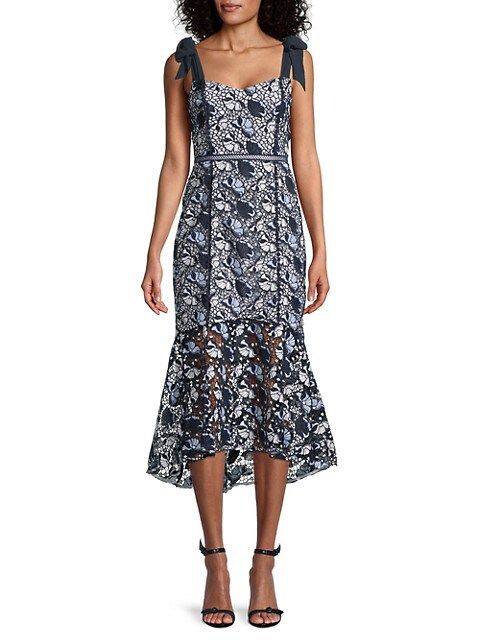 Tie-Shoulder Embroidered Lace Dress | Saks Fifth Avenue OFF 5TH