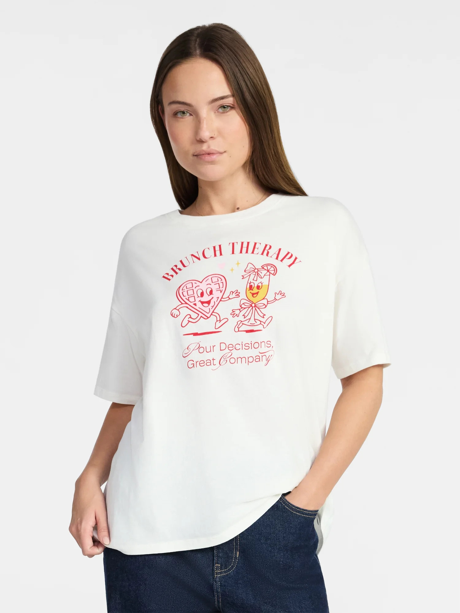 Valentine's Day Women's Brunch Therapy Graphic Tee from Way to Celebrate, Sizes S-XXXL | Walmart (US)
