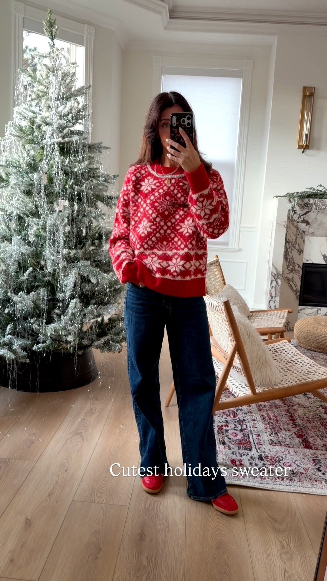 I have the size 25 in jeans and small in sweater! 

#LTKOver40 #LTKHoliday #LTKSeasonal