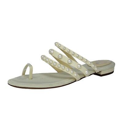 CHANEL White Pearl Embellished Leather & Grosgrain Flat Sandals - US 8.5C - $895  | eBay | eBay US