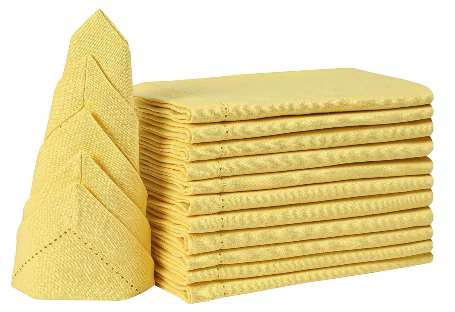 HOMIDATE Cotton Cloth Napkins, 18x18 Sand Yellow, Hemstitched with Mitered Corners, Set of 12, Ma... | Amazon (US)