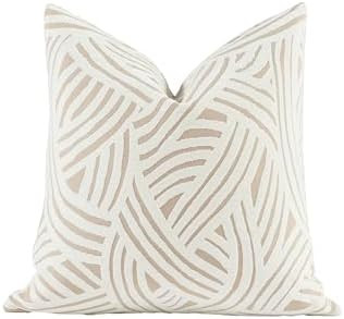 New 20x20'' inches Throw Pillow Cushion Covers - Paradise Beige Color Chenille Jacquard Embroider... | Amazon (US)