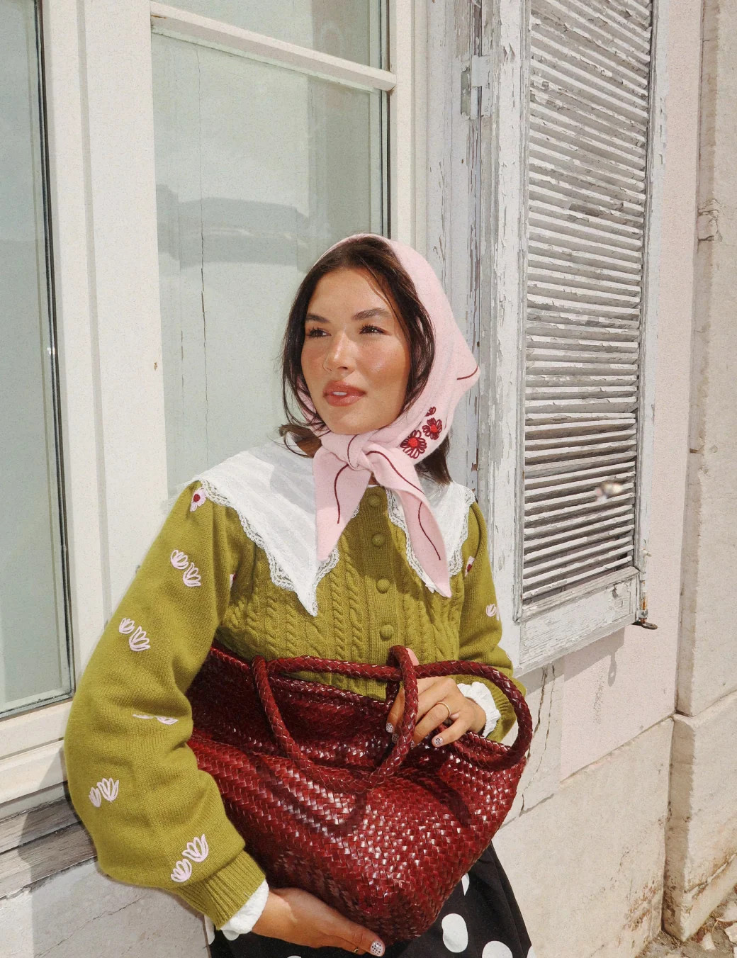 NC x TBCo Pink Floral Wool Triangle Scarf | Nobody's Child