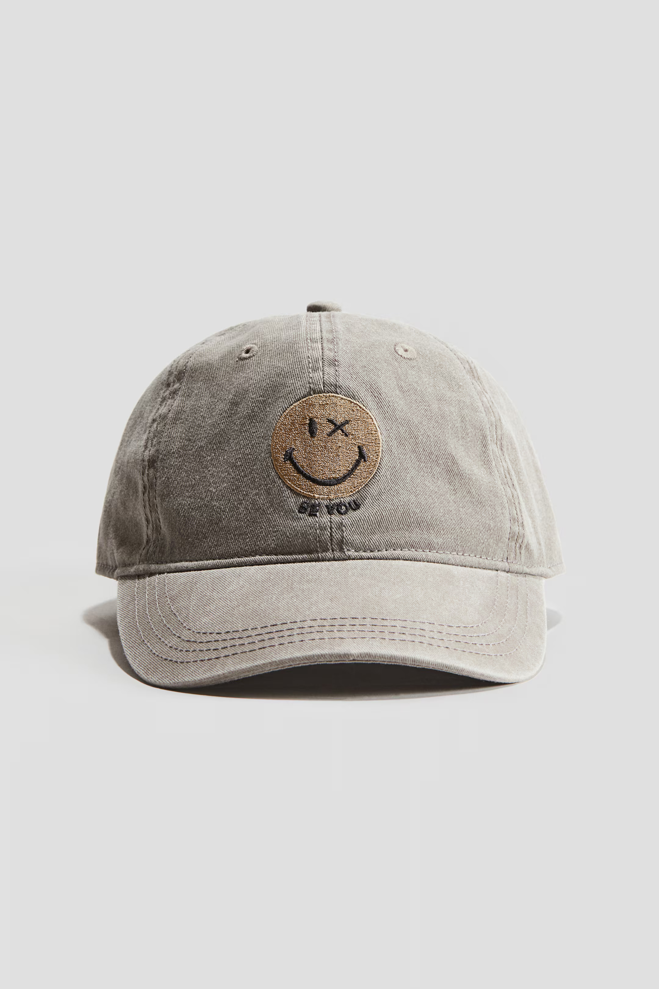 Motif-detail twill cap - Light grey/SmileyWorld® - Kids | H&M GB | H&M (UK, MY, IN, SG, PH, TW, HK)