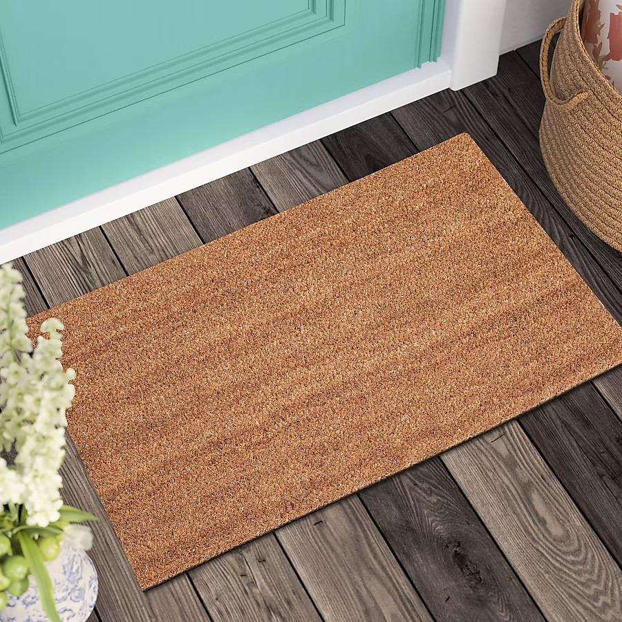 Style Selections 1-1/2-ft x 2-1/2-ft Natural Coir/Rubber Rectangular Indoor or Outdoor Decorative... | Lowe's