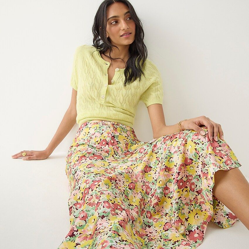 Flared slip skirt in painterly floral | J.Crew US