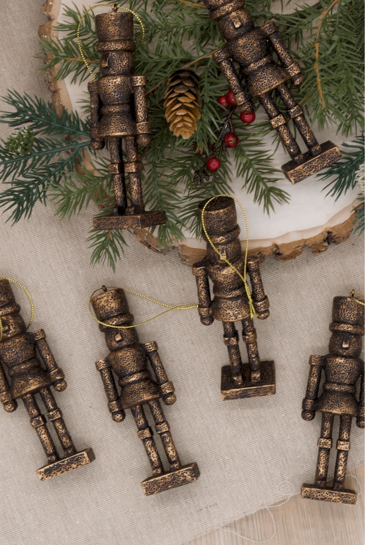 Bronze Nutcracker Glass Ornament Set (6 Pack) | King of Christmas