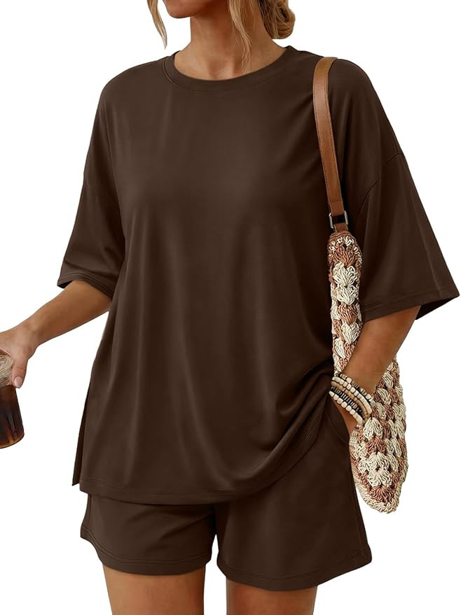Trendy Queen 2 Piece Summer Set Oversized Top & Loose Fit Shorts with Pockets | Amazon (US)