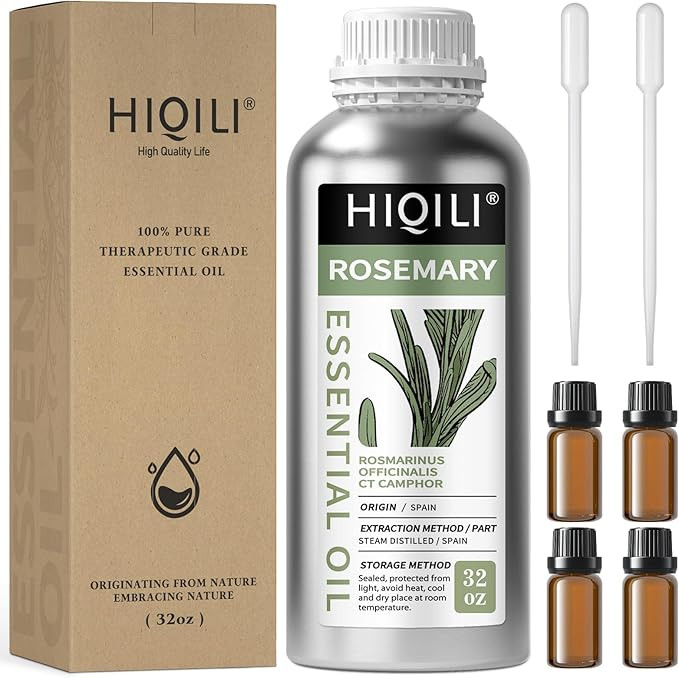 HIQILI 1000ML Rosemary Oil for Hair Growth, Add to Shampoo & Conditioner, 100% Pure Undiluted - 3... | Amazon (US)