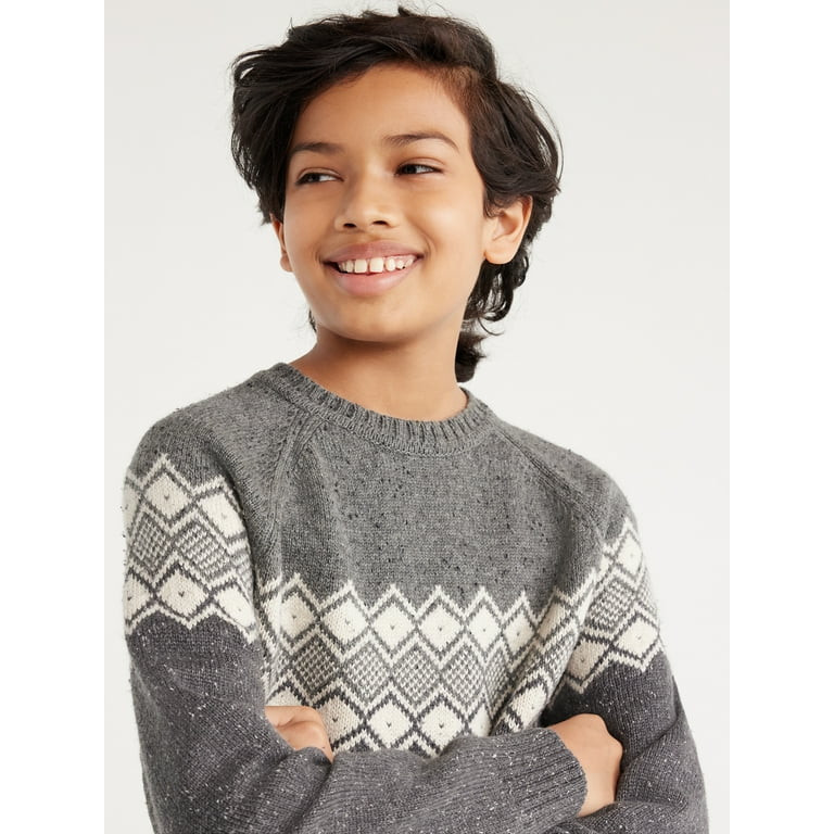 Free Assembly Boys Tonal Fair Isle Sweater, Sizes 4-18 | Walmart (US)
