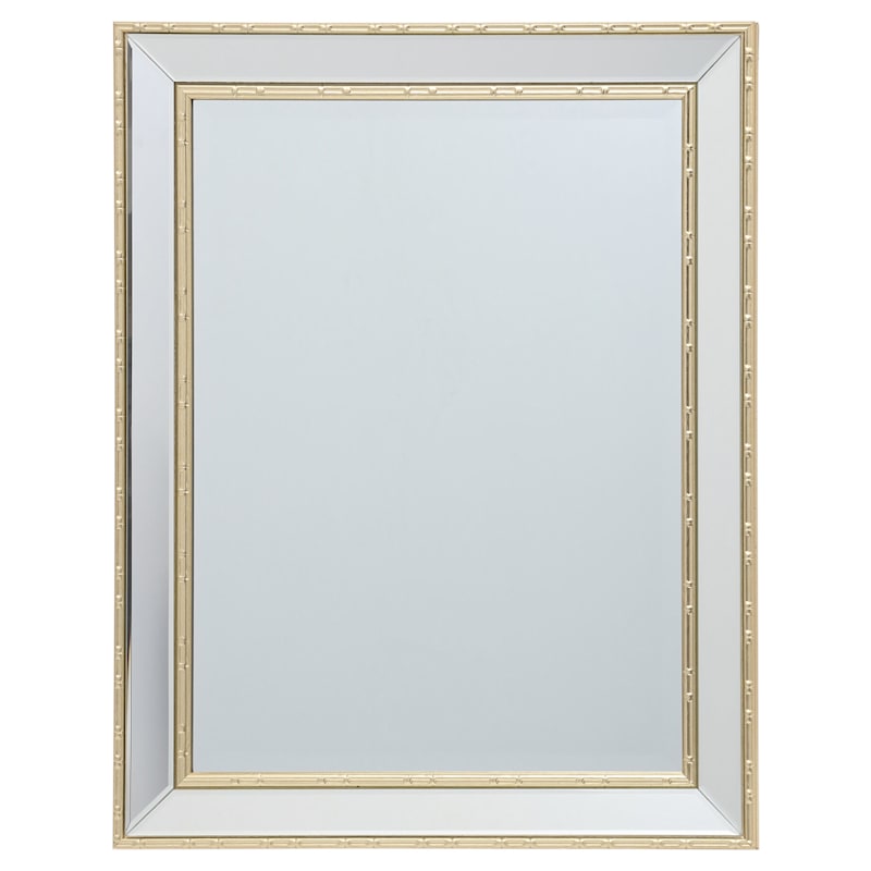 Gold Bamboo Trimmed Beveled Rectangle Wall Mirror, 22x28 | At Home