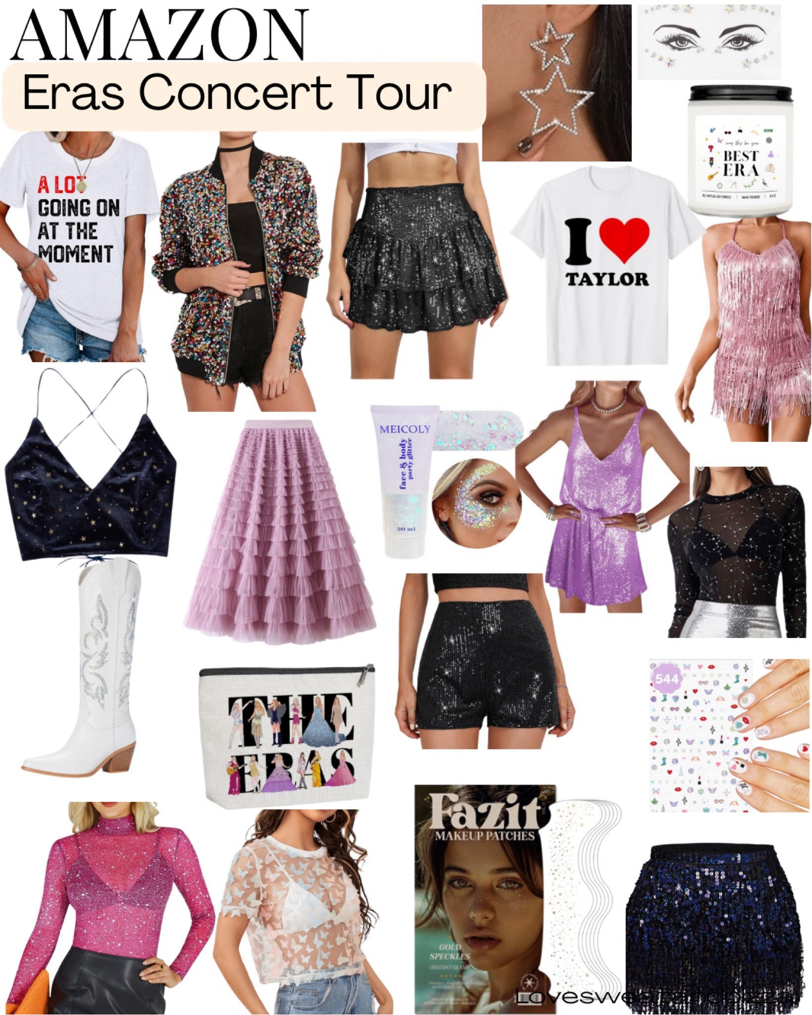 Eras tour style. Eras tour outfits. Eras tour sparkle style. Taylor Swift concert outfit from Amazon. Sparkle cowboy boots. Sparkle skirt. Glitter style. Taylor Swift 

#LTKFindsUnder50 #LTKParties #LTKStyleTip