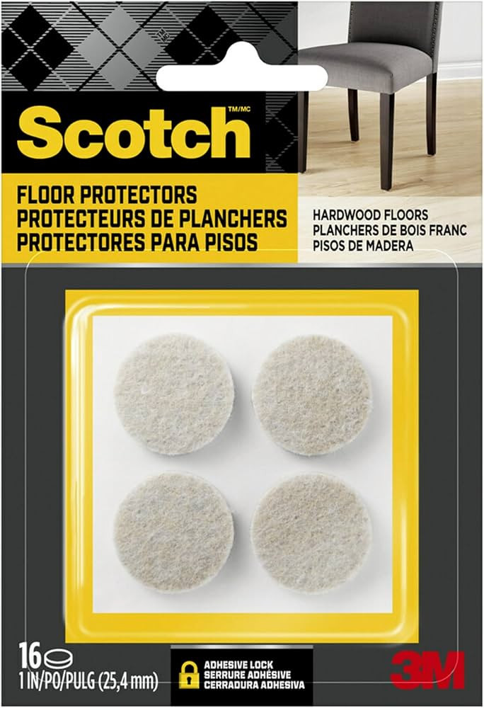Scotch Felt Pads, Felt Furniture Pads for Protecting Hardwood Floors, Round, 1 in. Diameter, Beig... | Amazon (US)