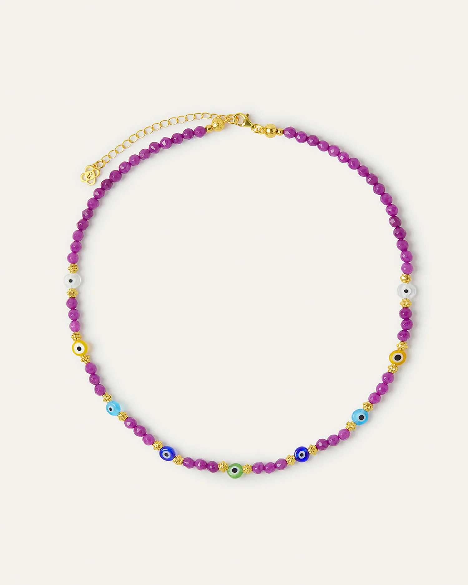 Clara Evil Eye Beaded Purple Jade Necklace | Sustainable Jewellery by Ottoman Hands | Ottoman Hands