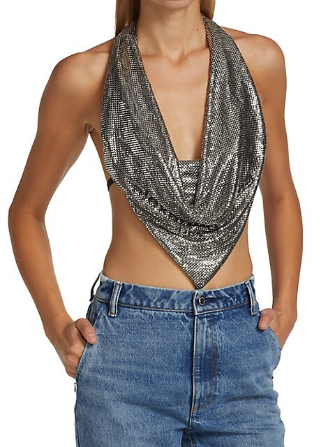 Chainmail Cowlneck Crop Top | Saks Fifth Avenue