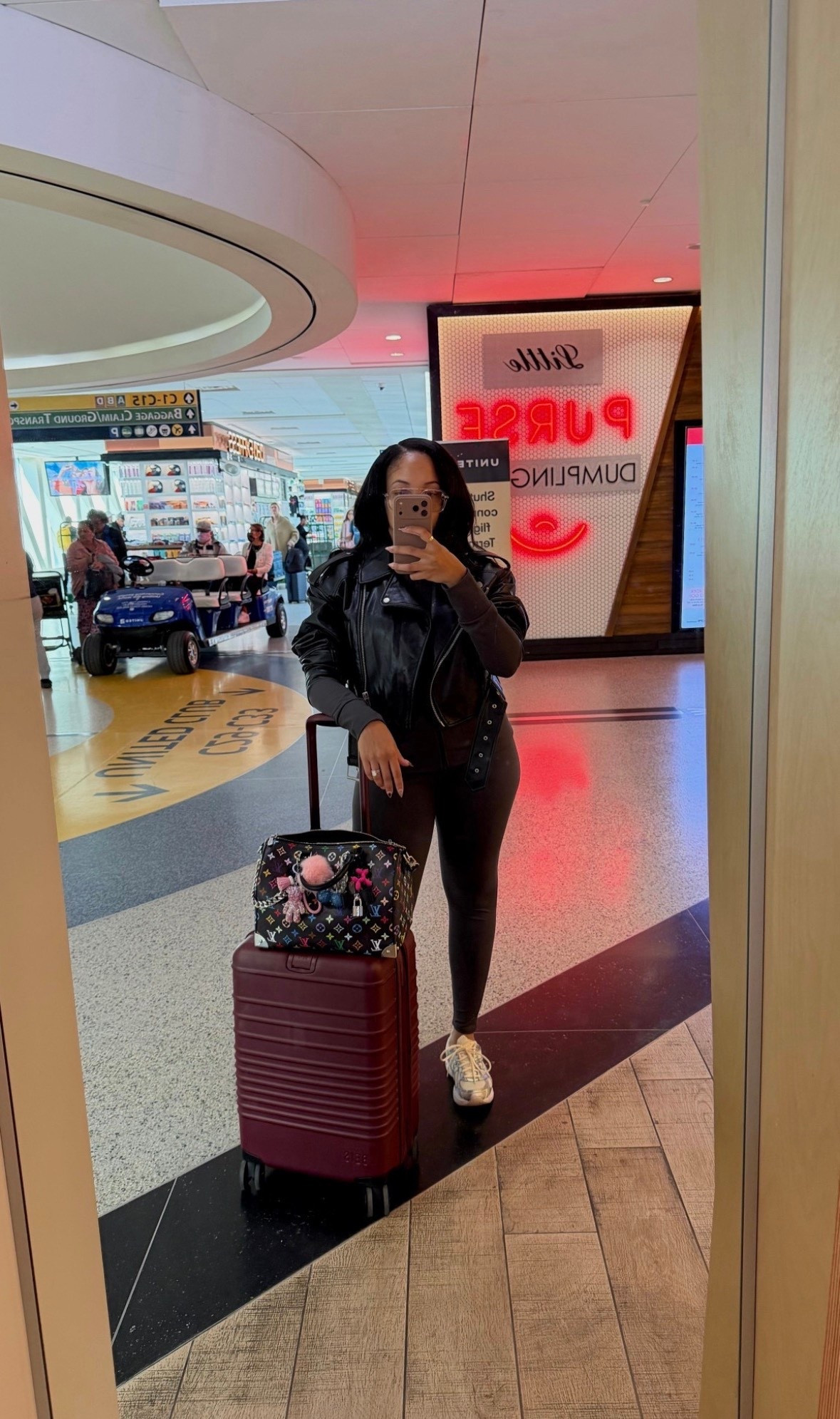 Airport Fit Check✈️✔️ Took a plain jogger set and elevated my look with a biker jacket. Also these heatless rollers are still 10/10! I put them in before bed last night and woke up with pretty voluminous curls 🥰

#LTKTravel #LTKootd #LTKmomlife