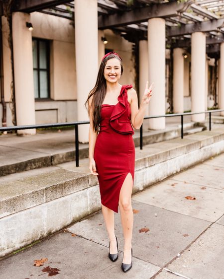 This red midi gown with a slit is perfect for girls night out  

#LTKfindsunder50 #LTKstyletip #LTKparties