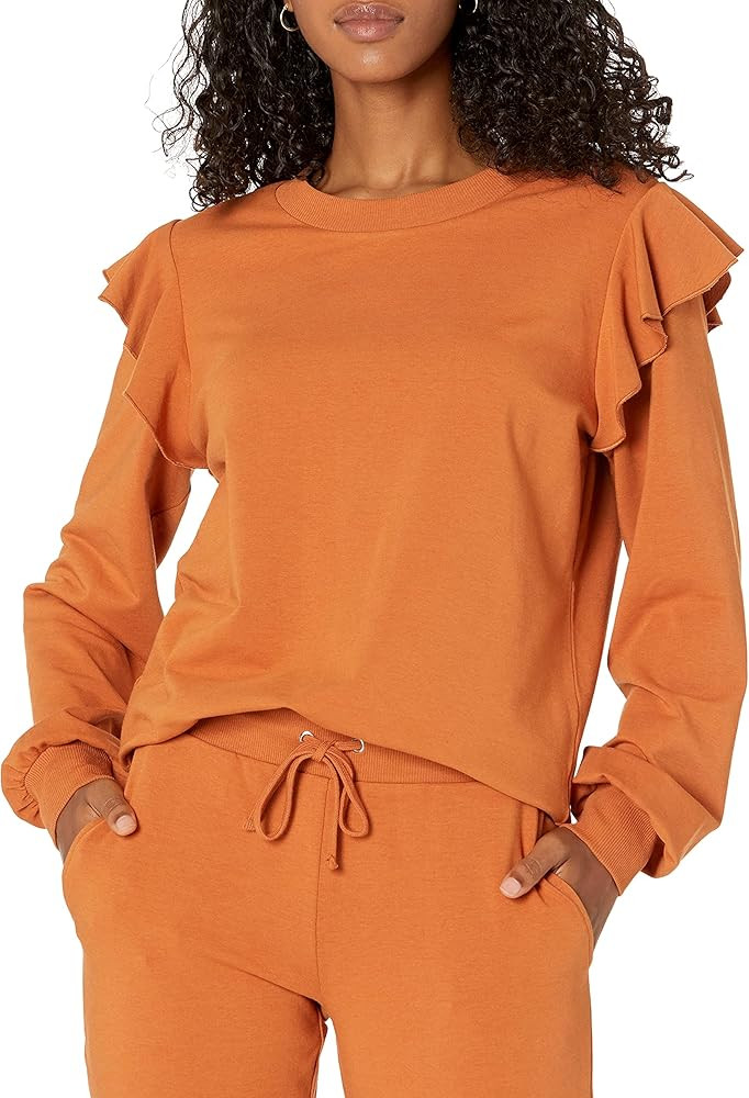 The Drop Women's Ruby Ruffle Sleeve Crewneck Sweatshirt | Amazon (US)