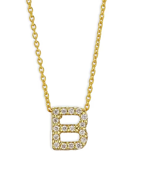 Tiny Treasures Diamond &amp; 18K Yellow Gold Initial Necklace | Saks Fifth Avenue
