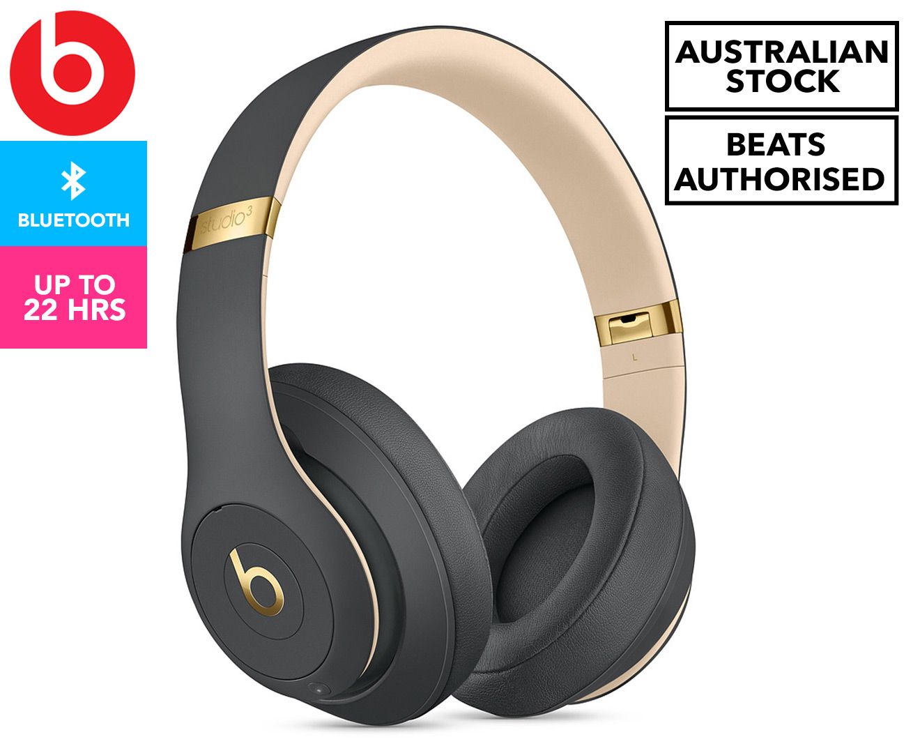 Beats Studio3 Bluetooth Wireless Over-Ear Headphones - Shadow Grey | Catch.com.au