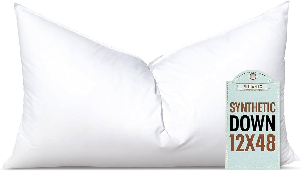 Pillowflex Synthetic Down Pillow Insert - 12x48 Down Alternative Pillow, Ultra Soft Body Pillow, ... | Amazon (US)