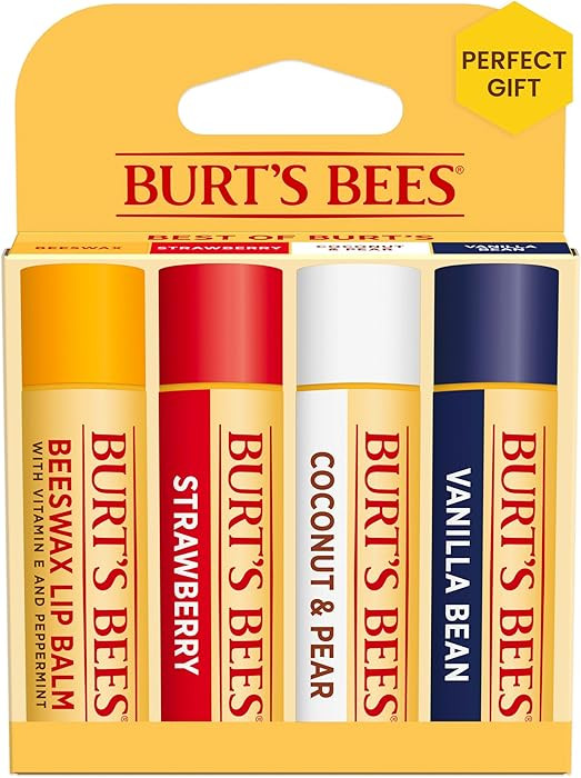 Burt's Bees Lip Balm, Beeswax, Strawberry, Coconut and Pear, and Vanilla Bean Pack, With Responsi... | Amazon (US)