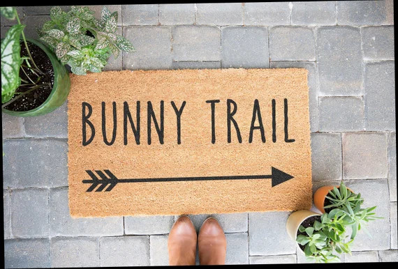 Bunny Trail Door Mat, Personalized Doormat, Cute Doormat, Housewarming Gift, Easter Doormat, Outd... | Etsy (US)