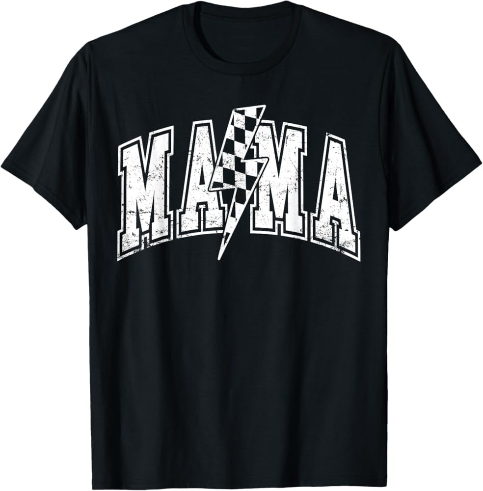 Mama Lightning Bolt Checkered Varsity Mom Women Mother's Day T-Shirt | Amazon (US)
