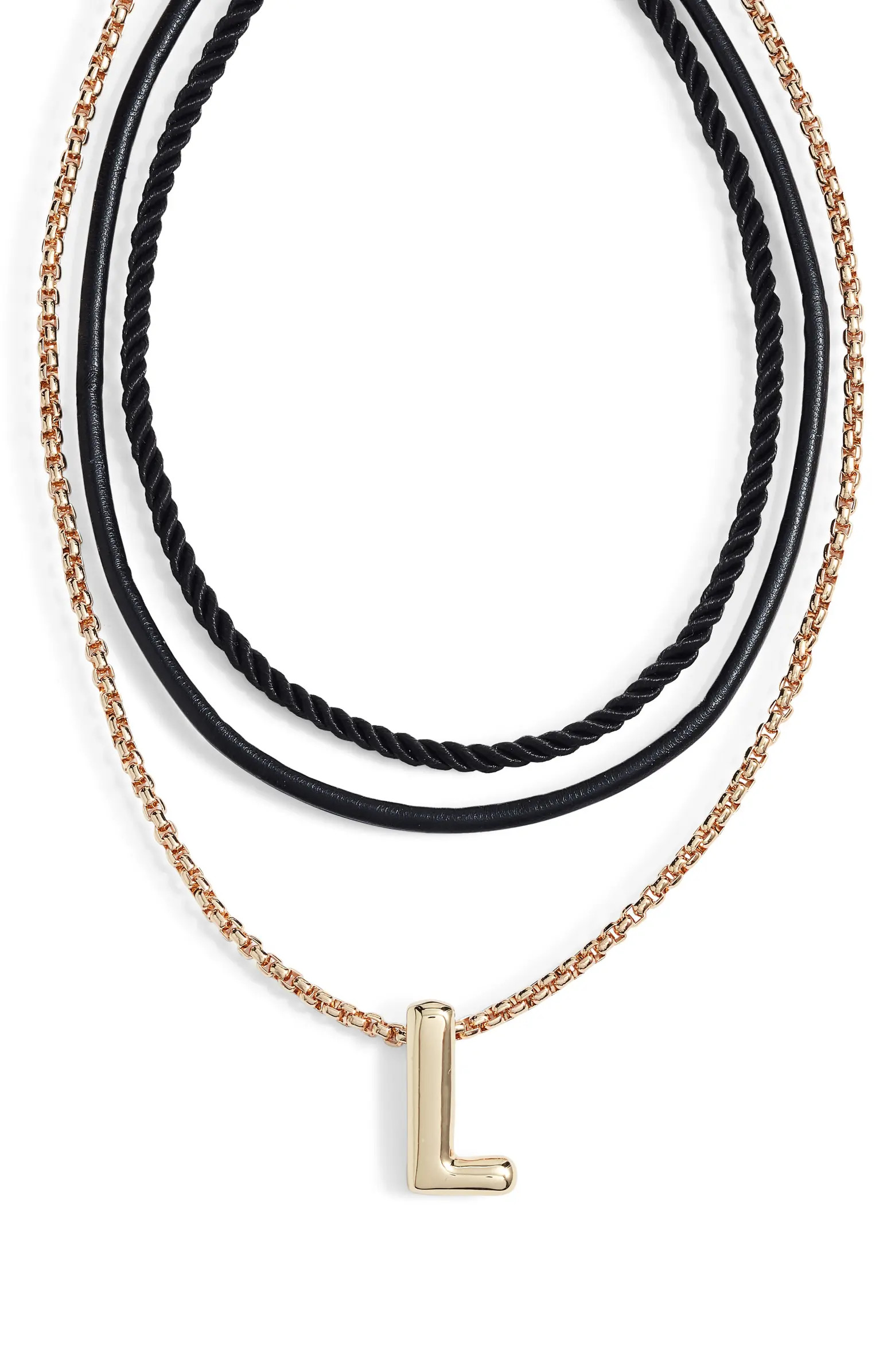 Open Edit Set of 3 Interchangeable Initial Pendant Necklaces | Nordstrom | Nordstrom