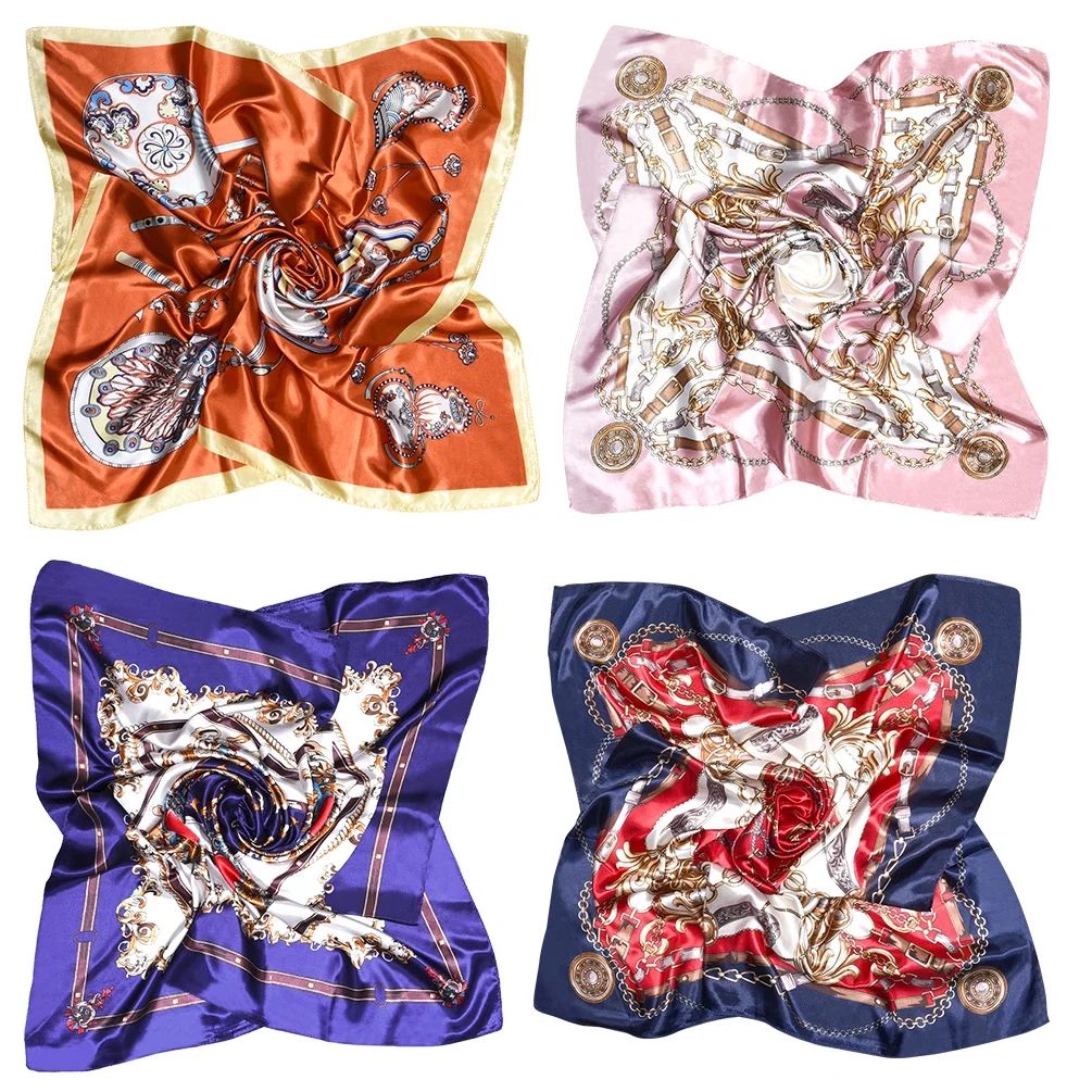 Women's Large Satin Square Silk Feeling Hair Scarf 35.4 x 35.4 inches, 4Pcs | Walmart (US)