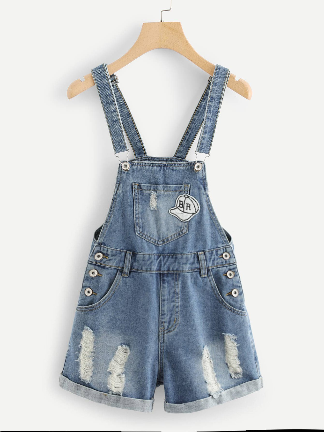 Ripped Denim Overalls | ROMWE