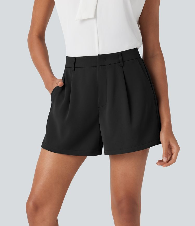 Mid Rise Work Shorts with Pockets | HALARA