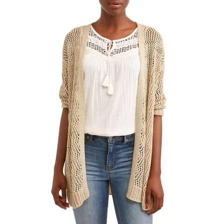 Time and Tru - Women's Tape Yarn Cardigan - Walmart.com | Walmart (US)