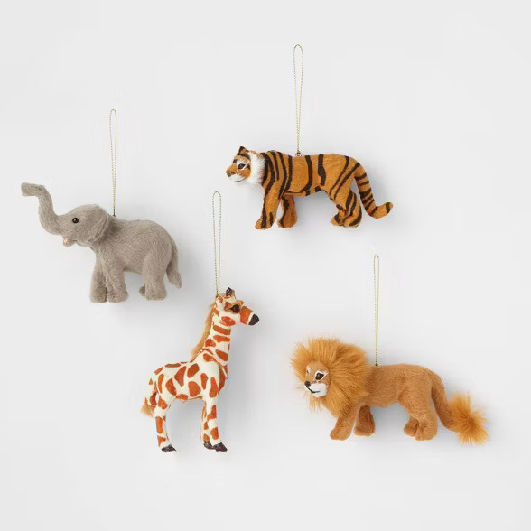 4pk Faux Fur Animal Christmas Tree Ornament Set - Wondershop™ | Target