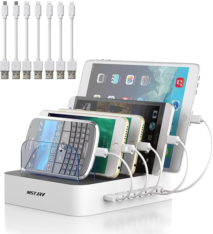 Charging Station for Multiple Devices, MSTJRY 5 Port Multi USB-A Charger Station with Power Switc... | Amazon (US)