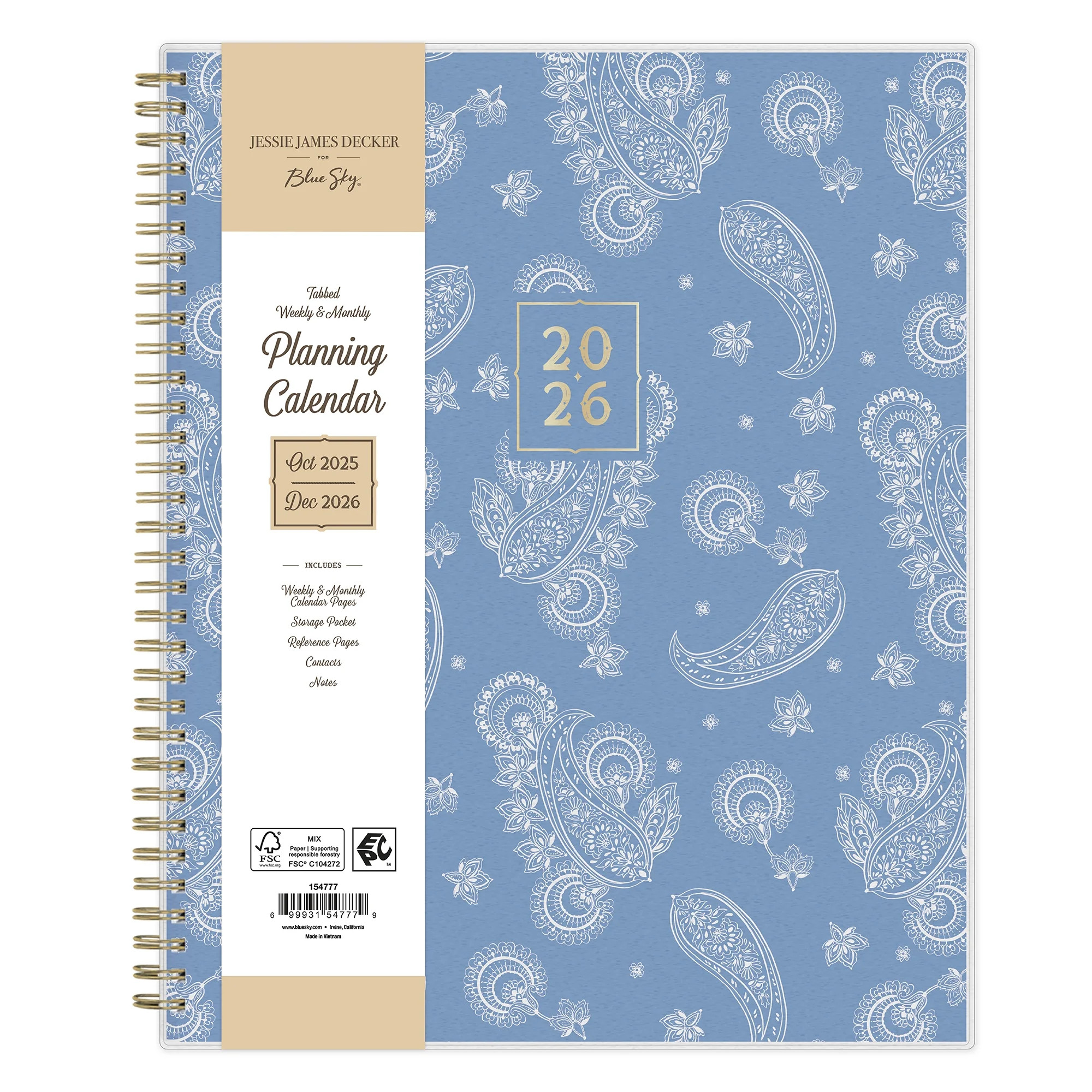 Jesse James Decker for Blue Sky Monthly Weekly Large Planner (8.5" x 11") Paiselee 15-Month Octob... | Walmart (US)