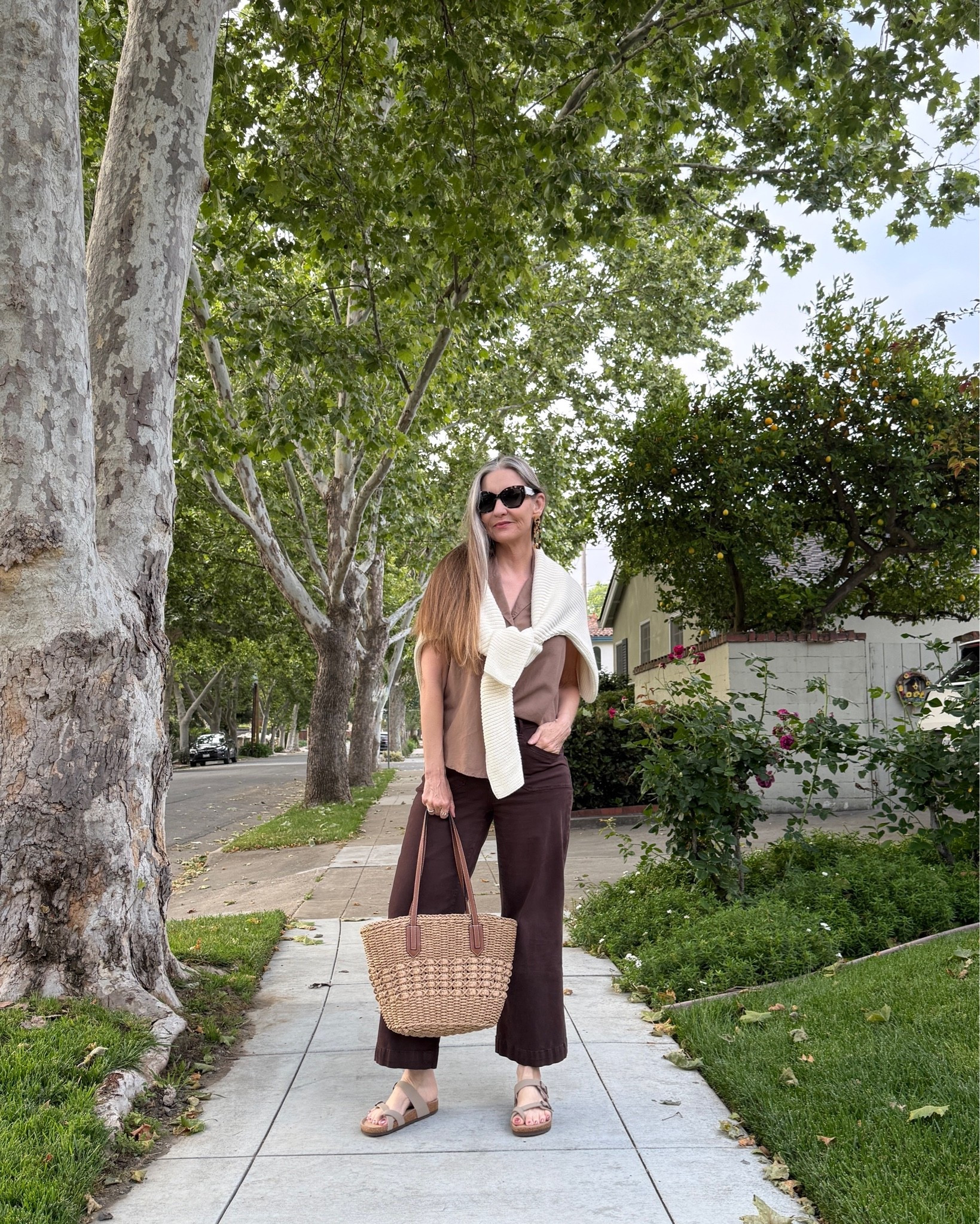 Shades of mocha for spring/summer! #linenshirt #sleevelessshirt #cottonsweater #brownjeans #affordablesandals #strawtote #springootd

#LTKOver40 #LTKSeasonal #LTKootd