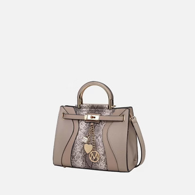 MKF Collection Cassia Snake embossed Vegan Leather Women’s Satchel Bag by Mia K- Taupe | Target