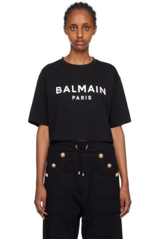 Balmain - Black Cropped T-Shirt | SSENSE
