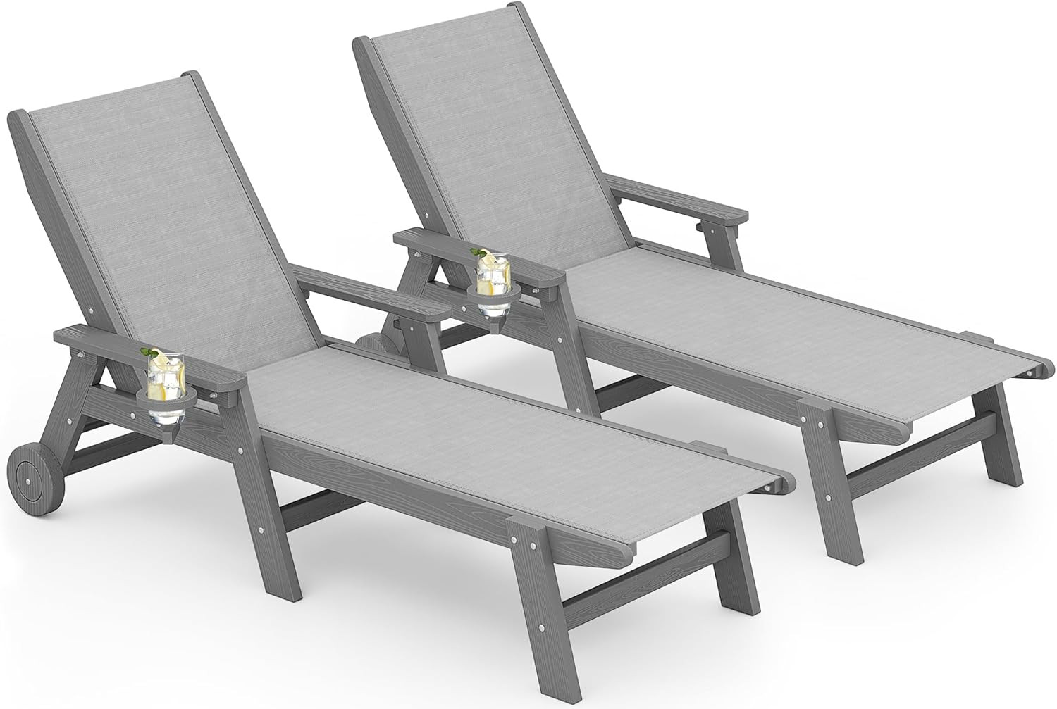 SERWALL Patio Chaise Lounge Chair Set of 2, 5 Positions Outdoor Lounger for Pool, Textilene Loung... | Amazon (US)